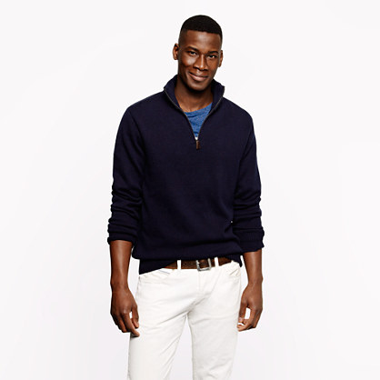 J.crew Cotton-cashmere Half-zip Sweater in Blue for Men (navy) | Lyst