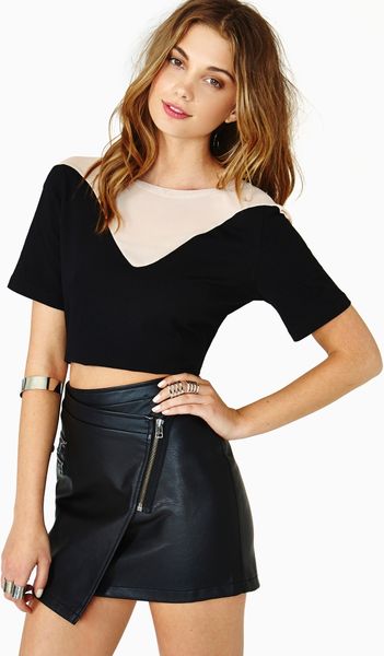 Nasty Gal Nocturne Mesh Crop Top in Black (BLACK/NUDE) | Lyst