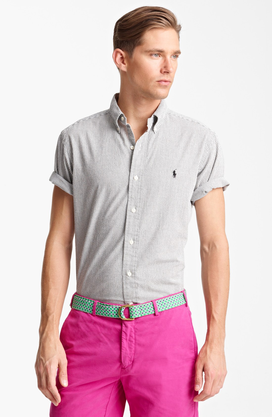 Polo Ralph Lauren Short Sleeve Seersucker Sport Shirt in Gray for Men ...