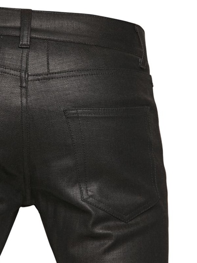 Saint Laurent 155cm Shiny Waxed Denim Jeans in Black for Men - Lyst