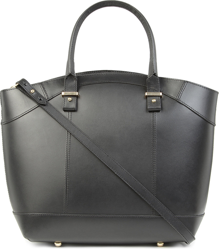 French Connection Leather Bucket Tote in Black | Lyst