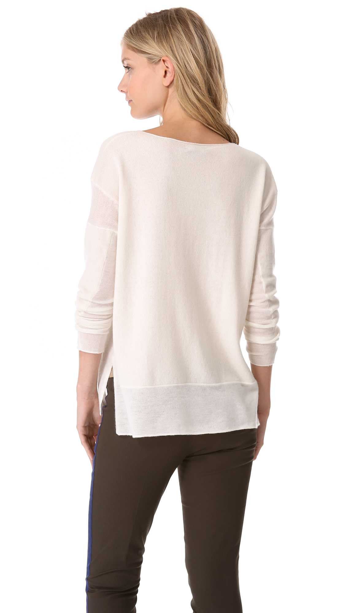 Lyst - Vince Cashmere Boat Neck Sweater in White