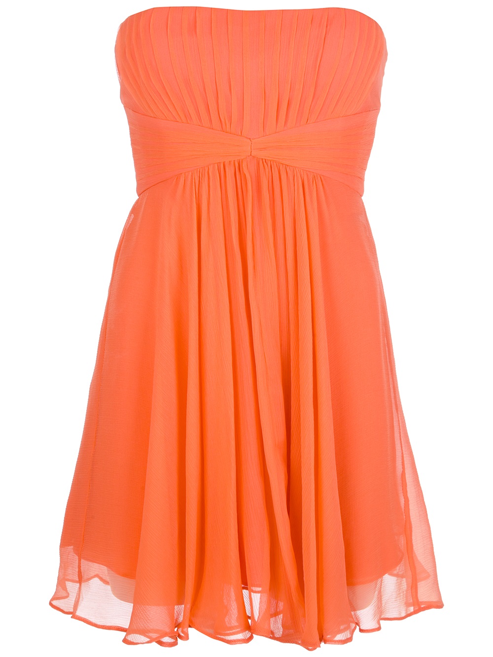 Bcbgmaxazria Strapless Pleated Dress in Orange | Lyst