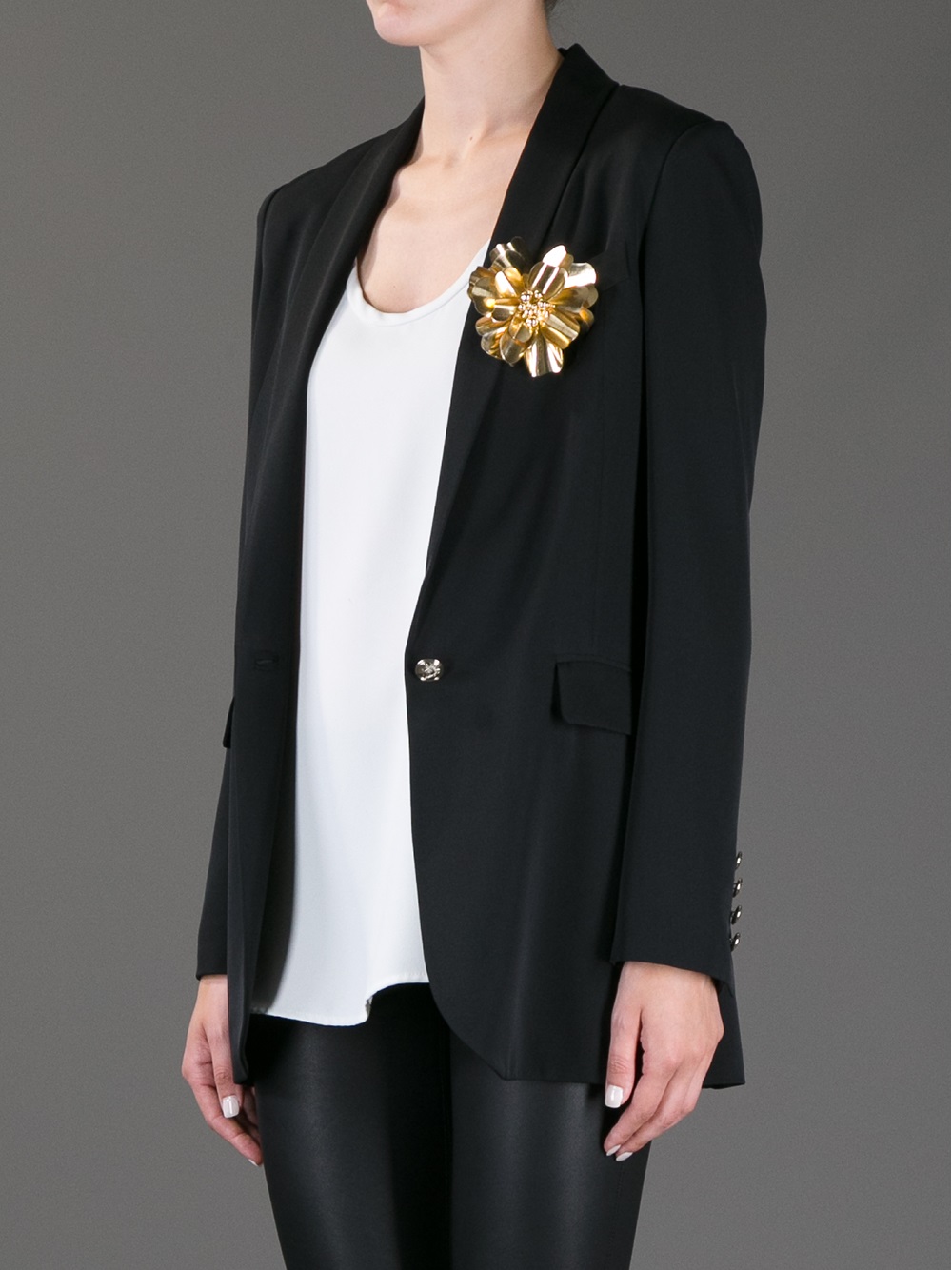 Lyst Gucci Floral Brooch Blazer in Black