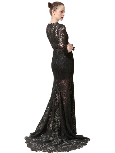 Maria lucia hohan Cotton Lace Long Dress in Black | Lyst