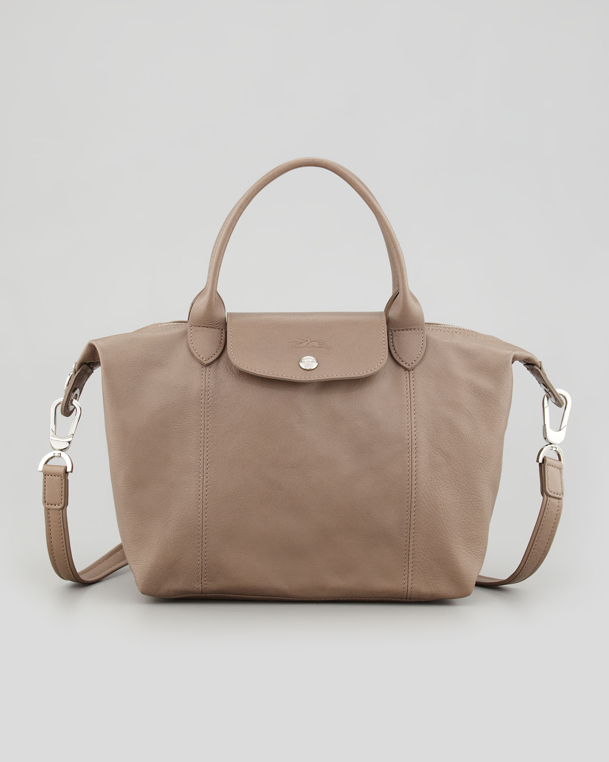 Longchamp Le Pliage Cuir Small Handbag with Strap in Natural | Lyst