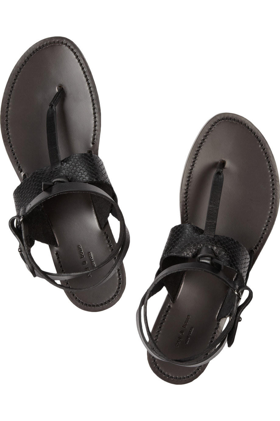 Lyst - Rag & bone Sigrid Textured leather Sandals in Black