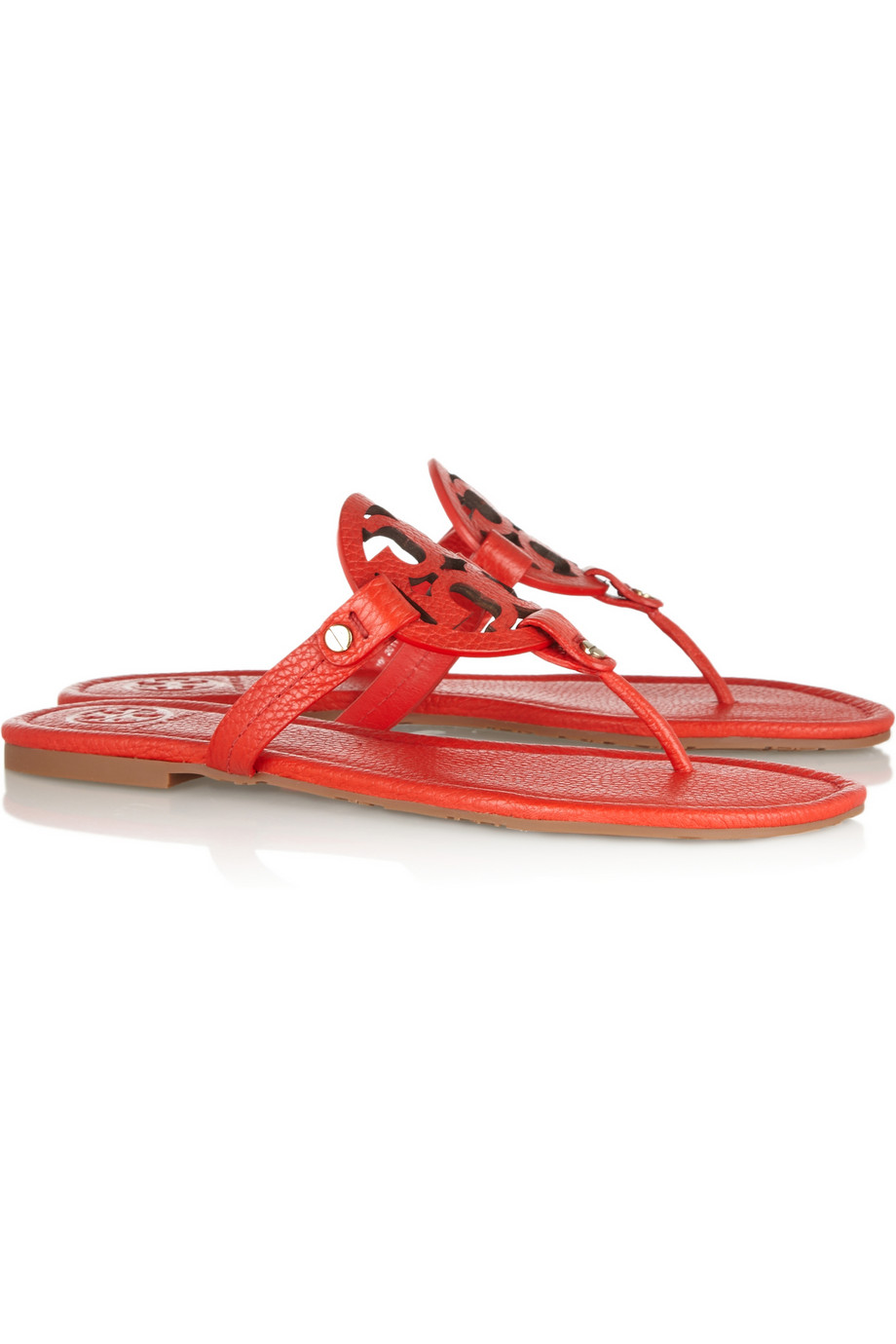 Tory Burch Miller Textured Leather Sandals in Red | Lyst
