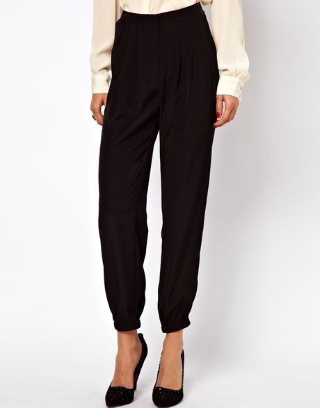 Asos Trousers with Elastic Cuff in Black | Lyst