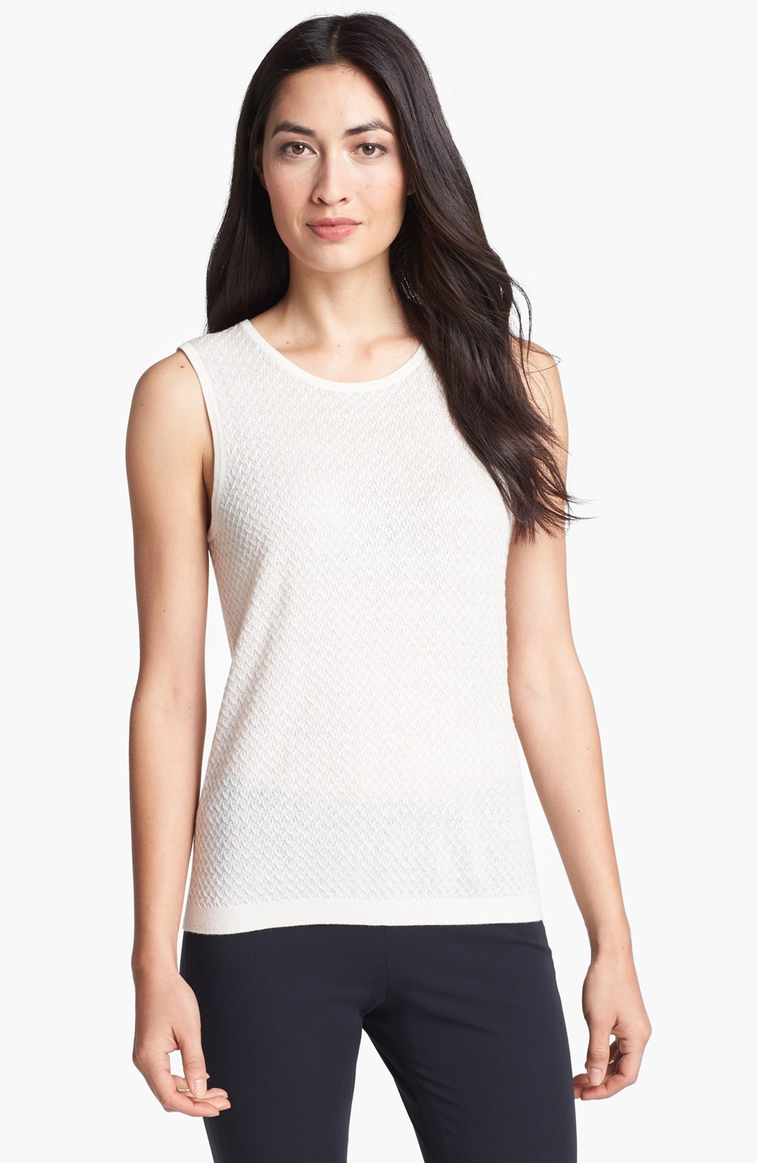 Nordstrom Collection Silk Cashmere Shell in White (cream cloud) | Lyst