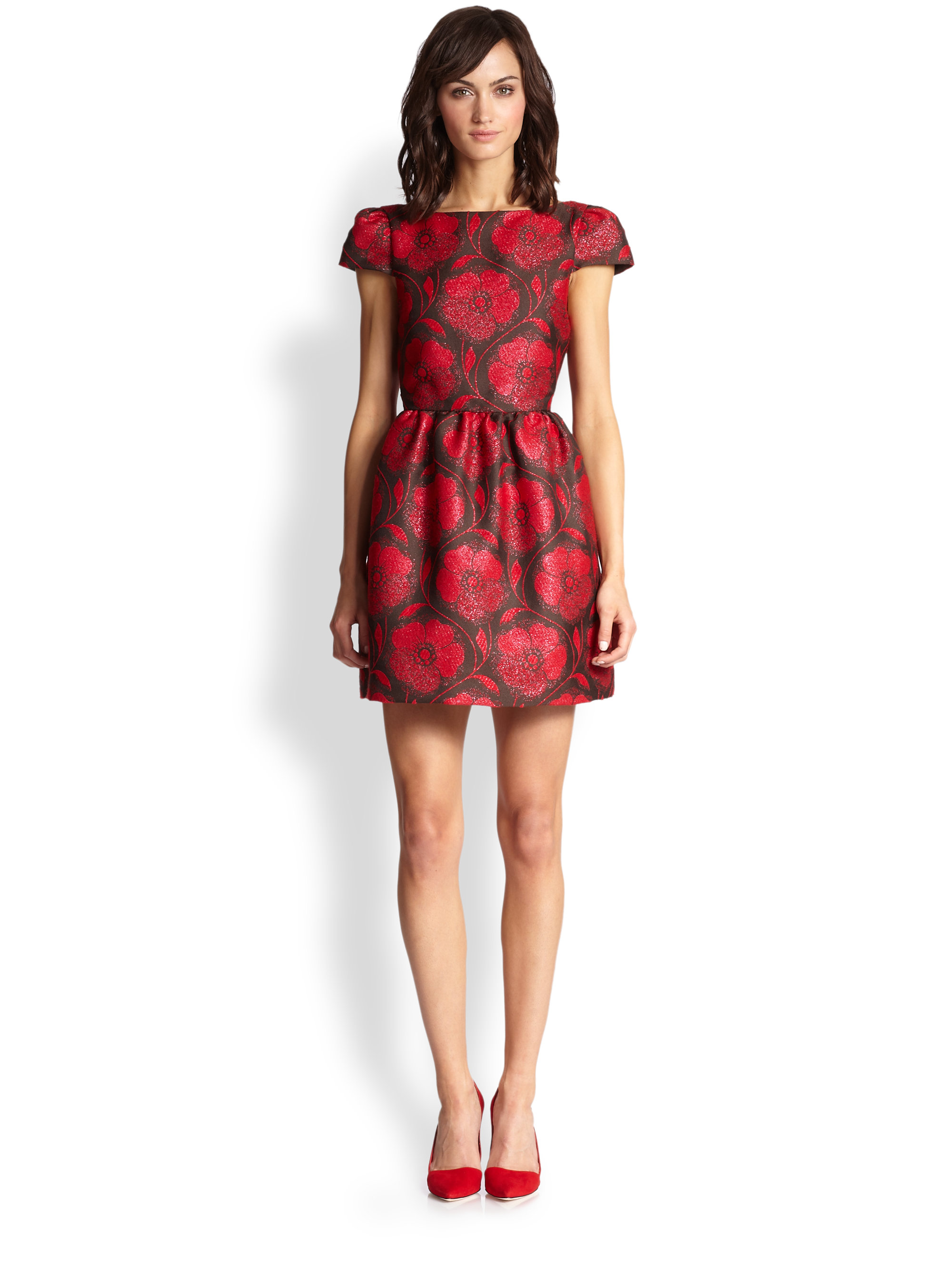 Lyst Alice Olivia Nelly Fl Dress In Red Gallery