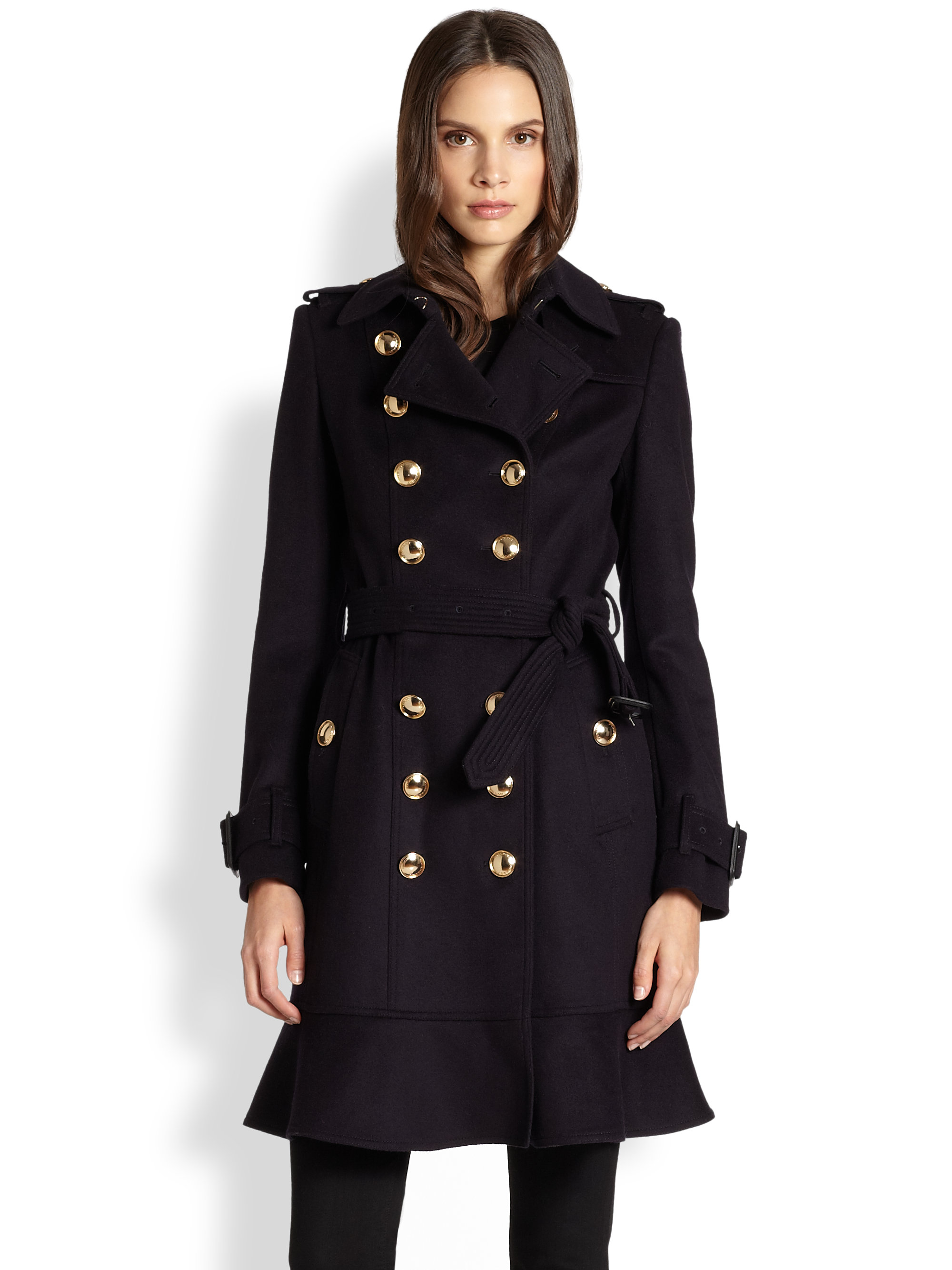 burberry women's quilted button trench jacket black