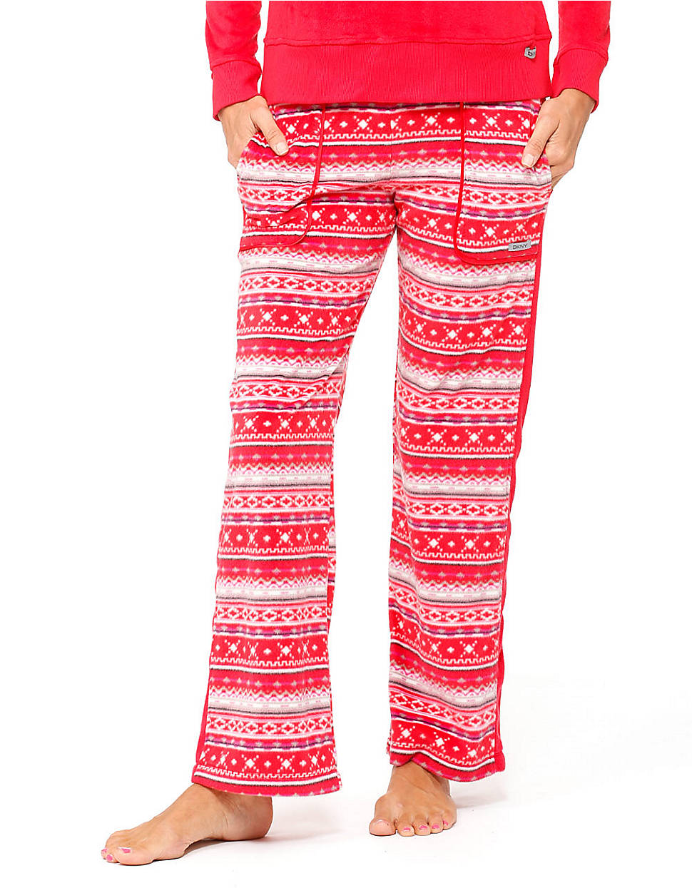 Lyst Dkny Fair Isle Fleece Pajama Pants in Red