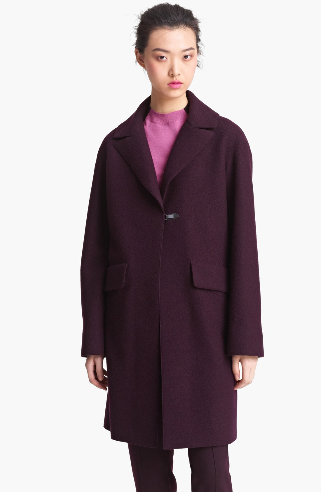 Lida Baday Notch Collar Wool Coat in Purple (aubergine) | Lyst