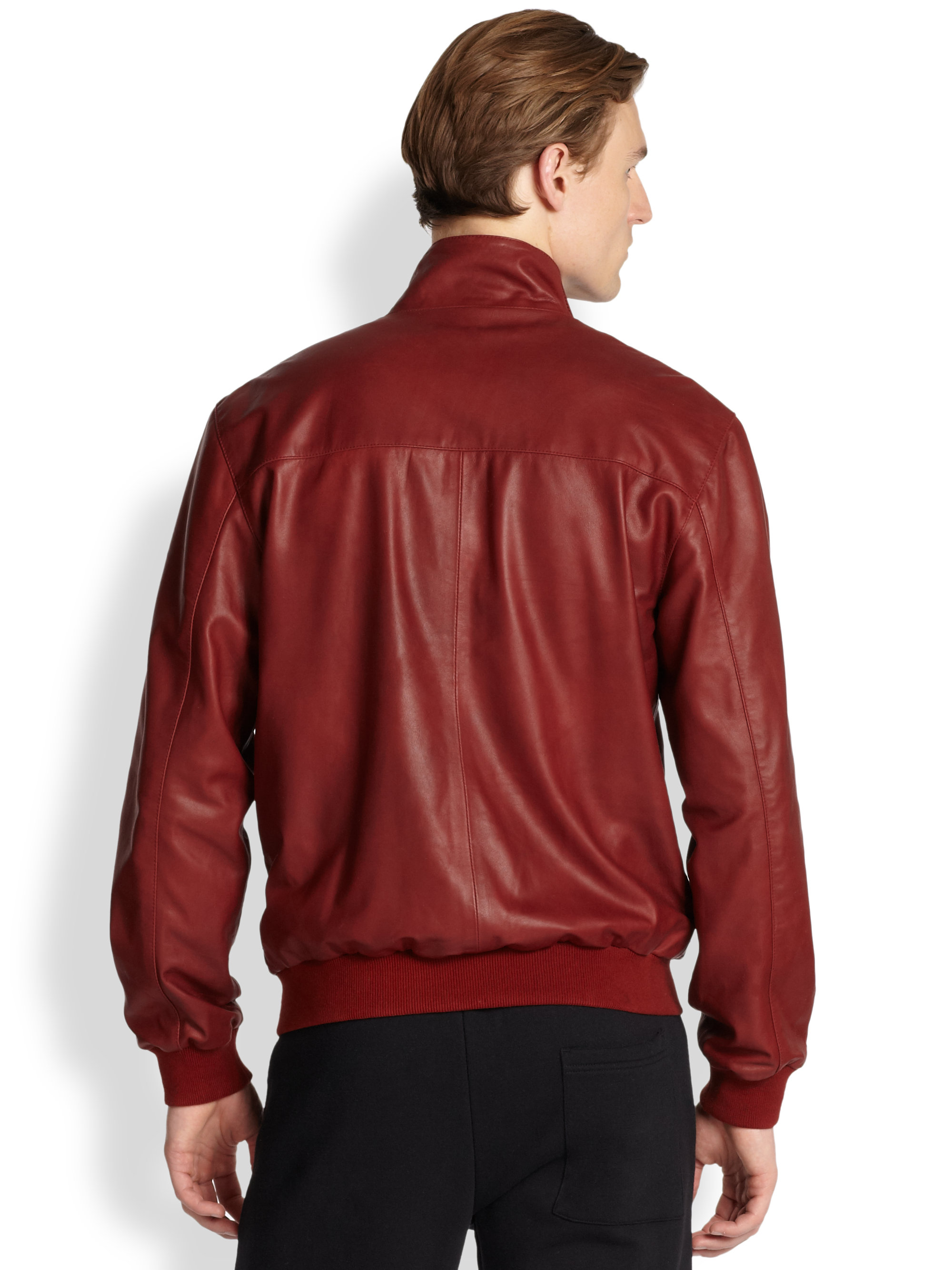 Lyst - Mcq Leather Bomber Jacket in Red for Men