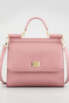 Dolce & Gabbana Miss Sicily Crochet Raffia Canvas Bag in Pink | Lyst