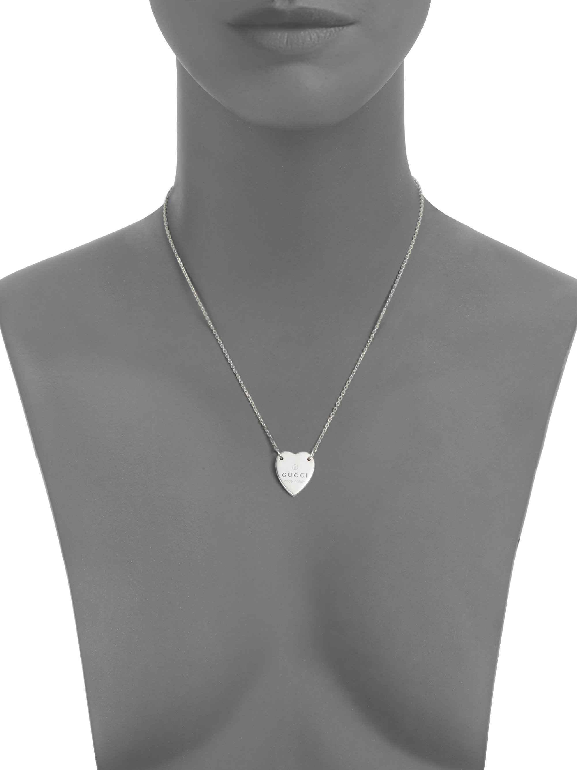 Gucci Sterling Silver Signature Heart Pendant Necklace in Metallic - Lyst
