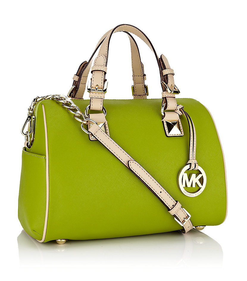 Michael michael kors Grayson Saffiano Leather Bowling Bag in Green ...