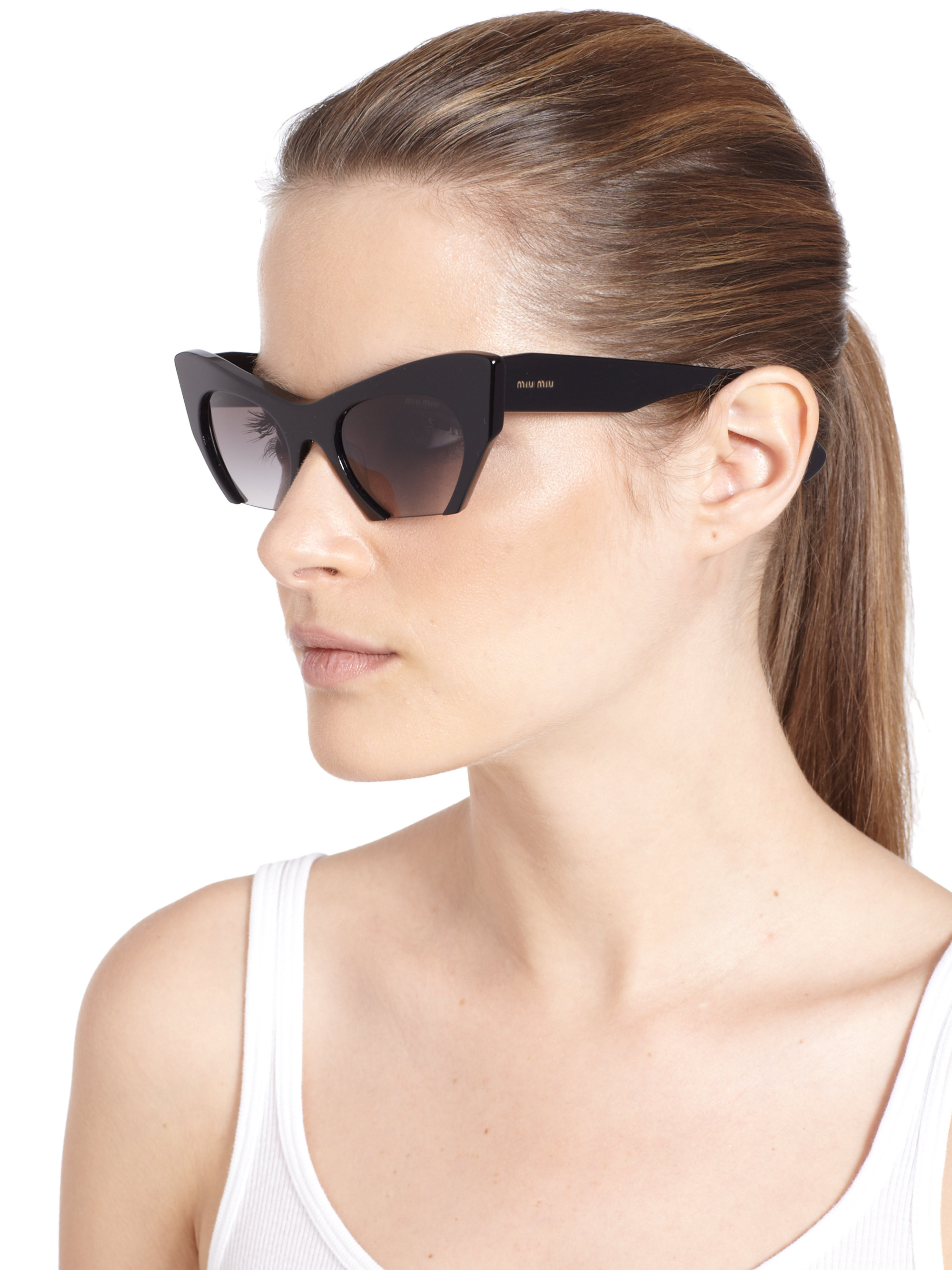 miu miu black plastic catseye sunglasses product 2 10790681 126637753