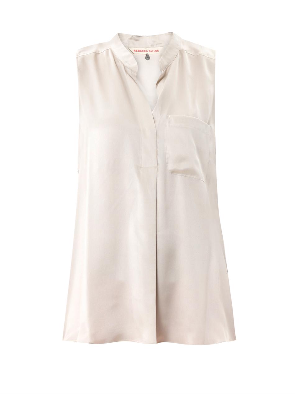 Lyst - Rebecca taylor Sand-Wash Silk Blouse in Natural