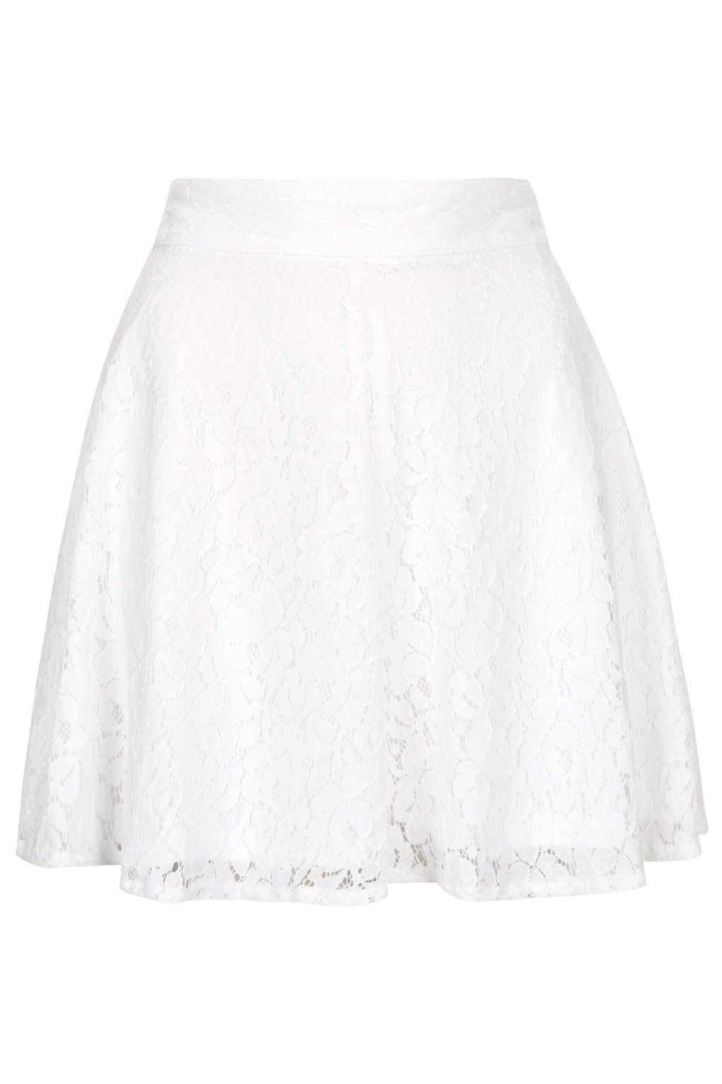 Lyst - Topshop High Waisted Lace Skater Skirt in White