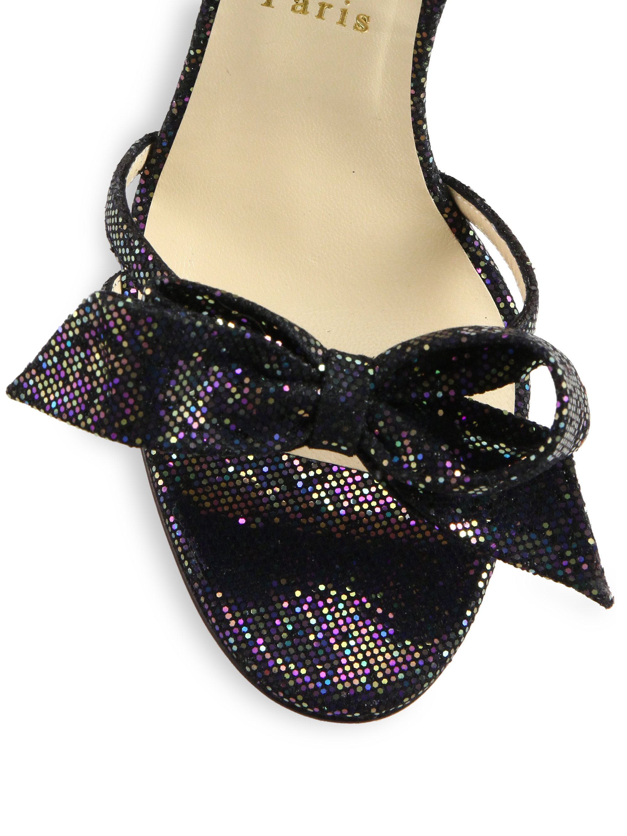 Christian louboutin Grusanda Glitter Bow Sandals in Black (blue ...