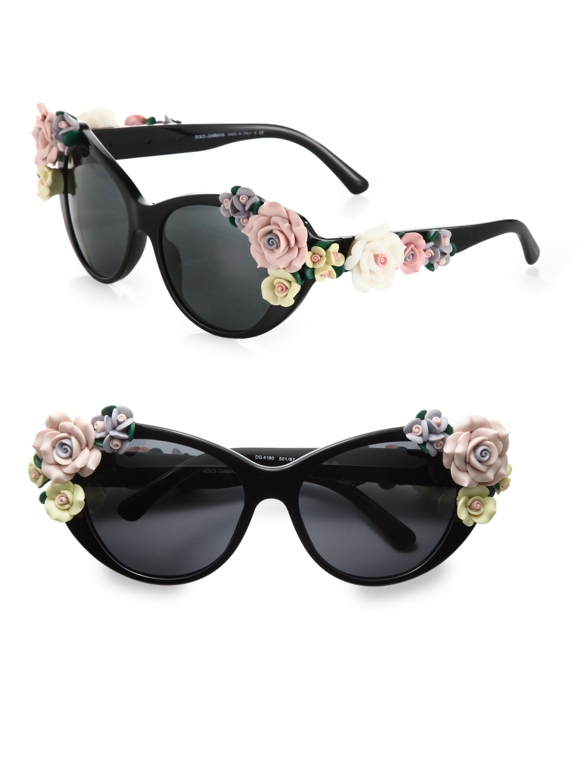 Lyst - Dolce & gabbana Garden Flowers Catseye Sunglasses in Black