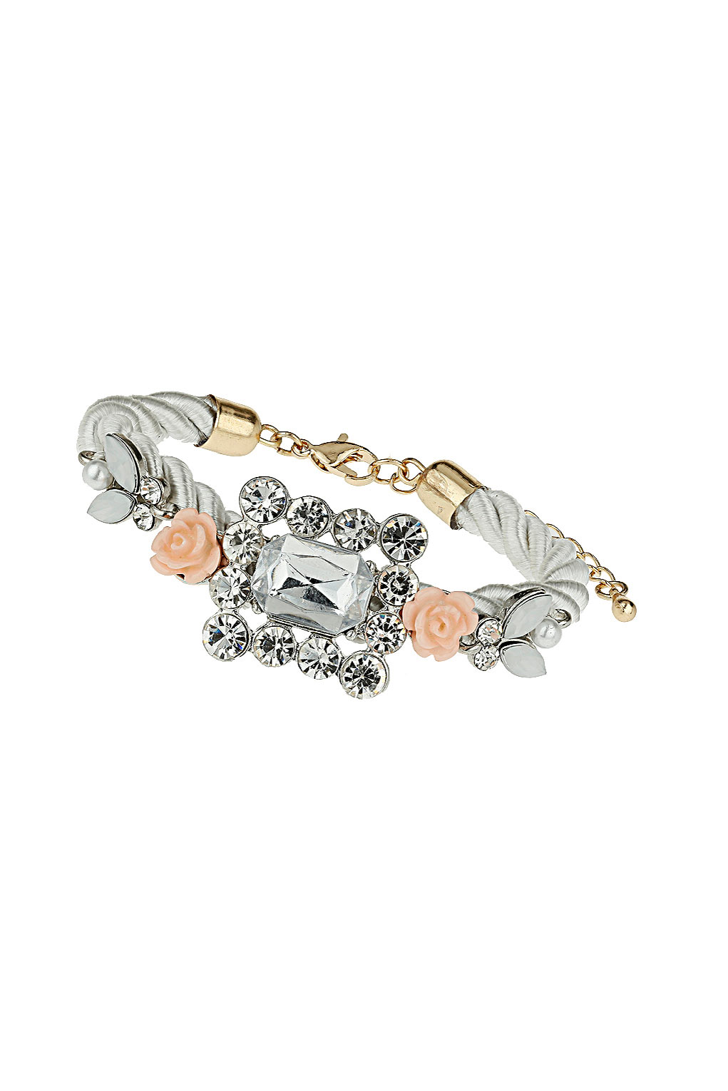 Stone Flower Rope Bracelet in Gray Lyst