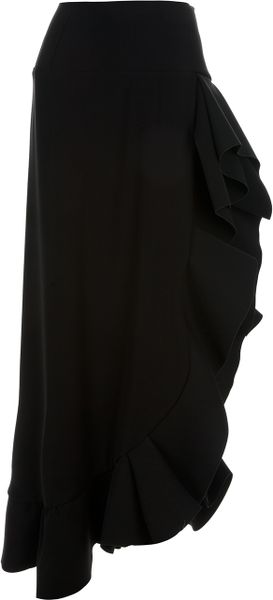 Balenciaga Ruffled Maxi Skirt in Black | Lyst