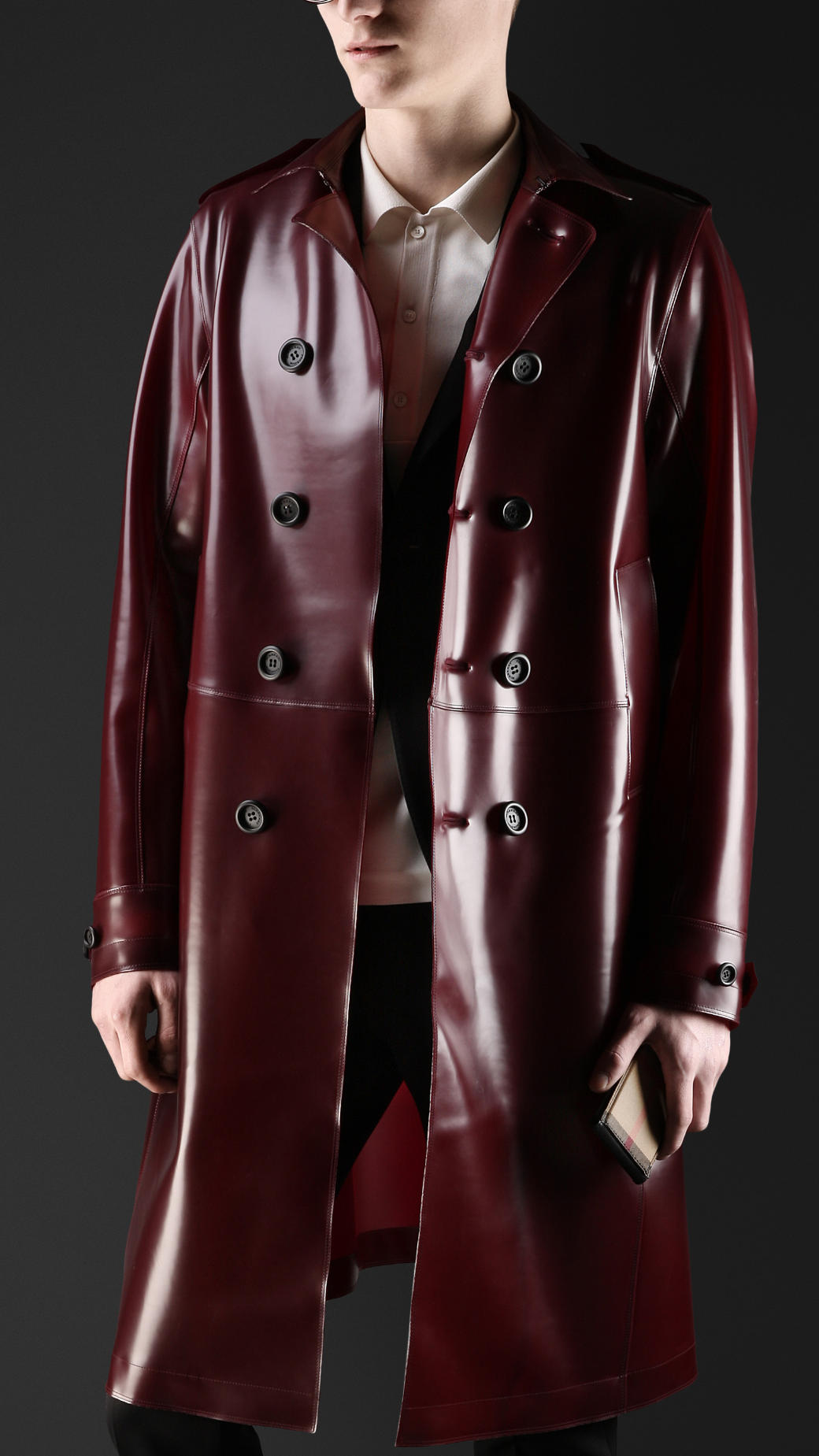 Burberry Prorsum Oxblood Translucent Rubber Trench Coat Product 1 10849148 315091152 