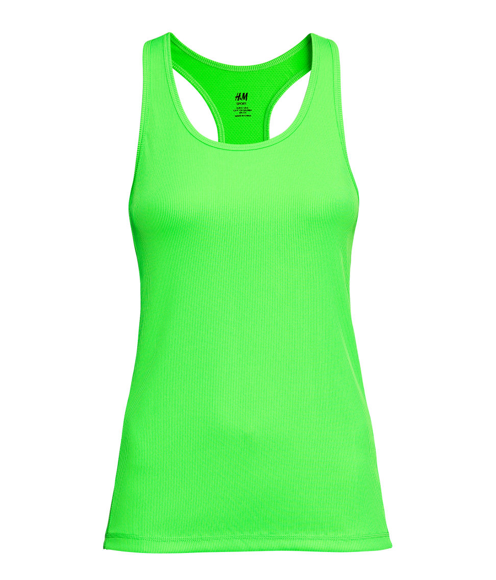 Lyst - H&M Ribbed Sports Top in Green