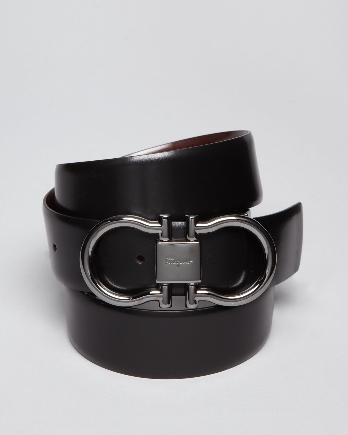 Ferragamo Double Gancini Reversible Belt in Black for Men | Lyst