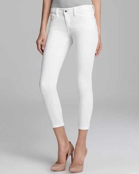 Guess Jeans Brittney Zip Cropped in White (overdye linen white) | Lyst