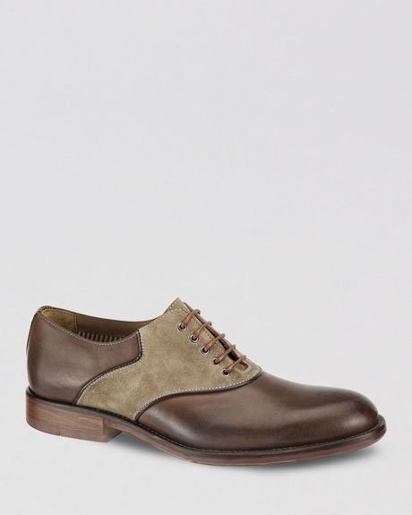 Johnston & Murphy Decatur Leather Suede Saddle Oxfords in Brown for Men ...