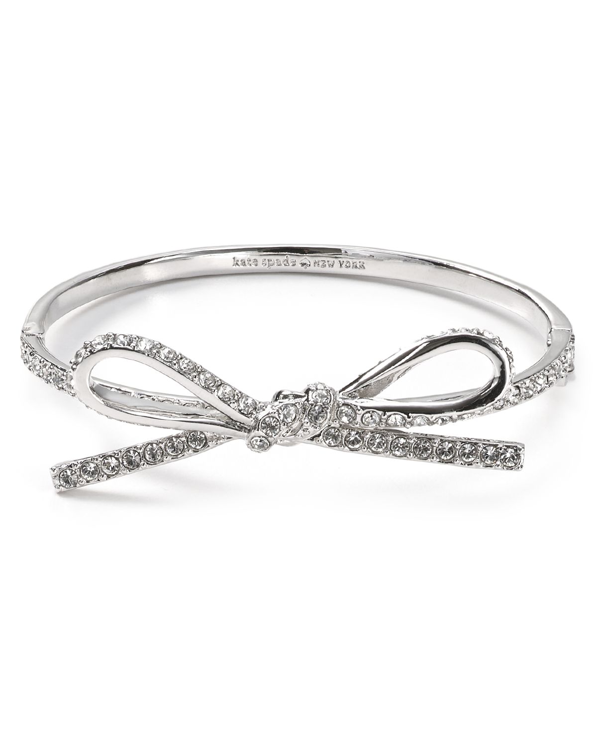 Lyst Kate Spade New York Skinny Mini Pave Bow Bangle In Metallic Gallery