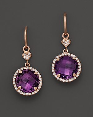 Lyst Lisa Nik Amethyst And Diamond Earrings In 18k Rose Gold Purple Gallery