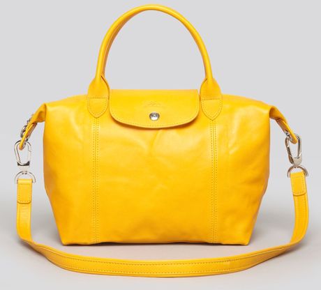 Longchamp Shoulder Bag Le Pliage Leather Cuir Small in Yellow (Sunshine ...