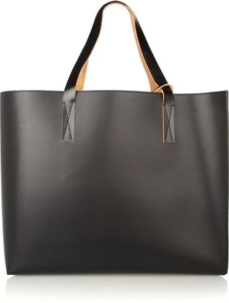 Marni Large Faux Leather and Leather Asymmetric Tote in Black | Lyst