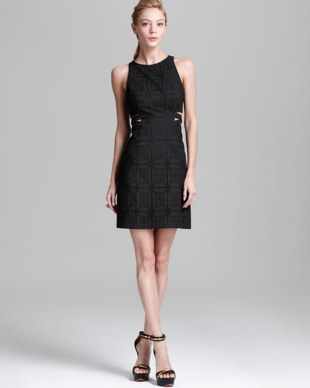 Nanette Lepore Dress Mediterranean Lace with Side Cut Outs in Black | Lyst