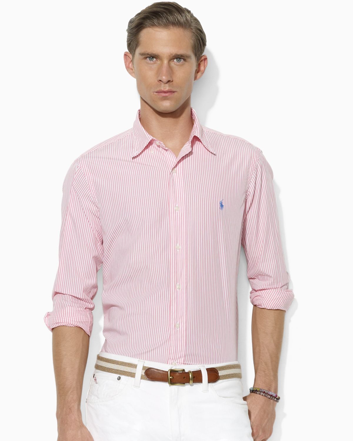 Lyst - Ralph Lauren Polo Custom-fit Long-sleeved Striped Button-down ...