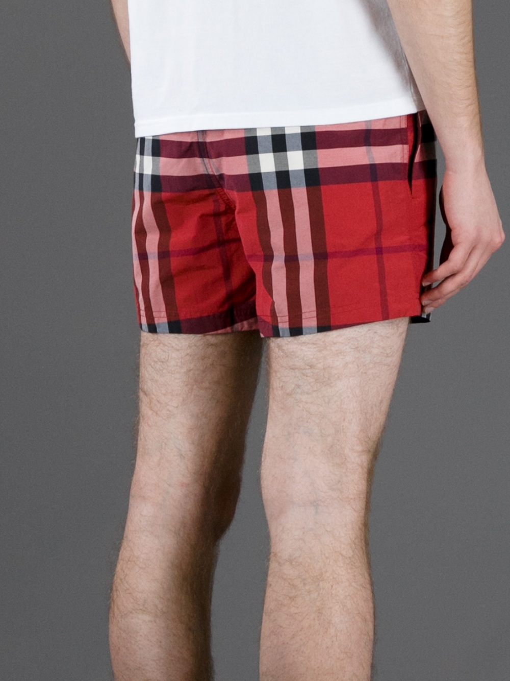Burberry brit Nova Check Swim Trunks in Red for Men Lyst