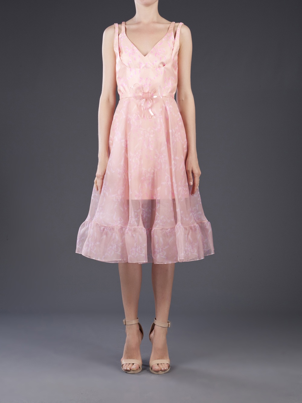 Lyst Christopher Kane Double Strap Ruffle Dress In Pink 