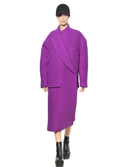 Stella mccartney Wool Felt Bouclé Coat in Purple | Lyst