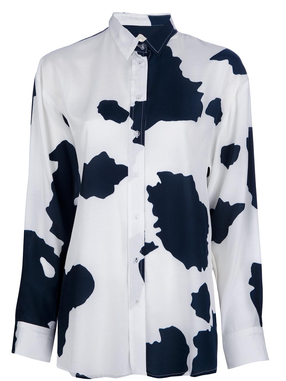 single breasted cow print blouse