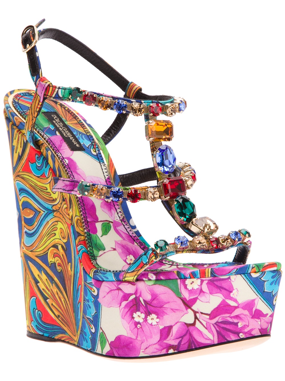 Dolce And Gabbana Printed Wedge Sandal Lyst