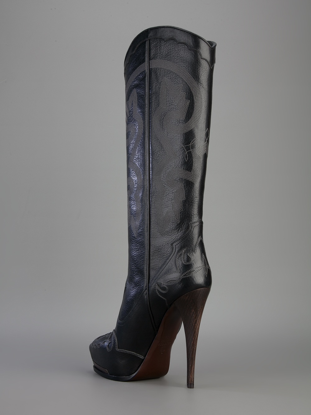 Lyst Lanvin Knee High Western Boot in Black