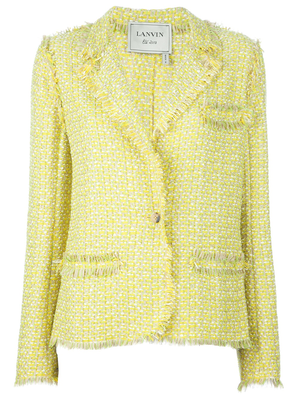 Lanvin Tweed Jacket in Yellow | Lyst