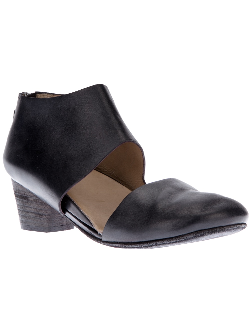 black ankle cut out booties