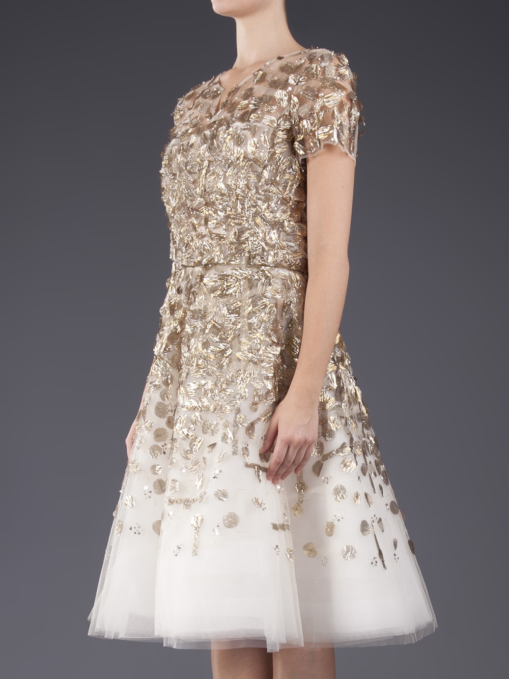 Oscar De La A Embellished Tail Dress In White Lyst