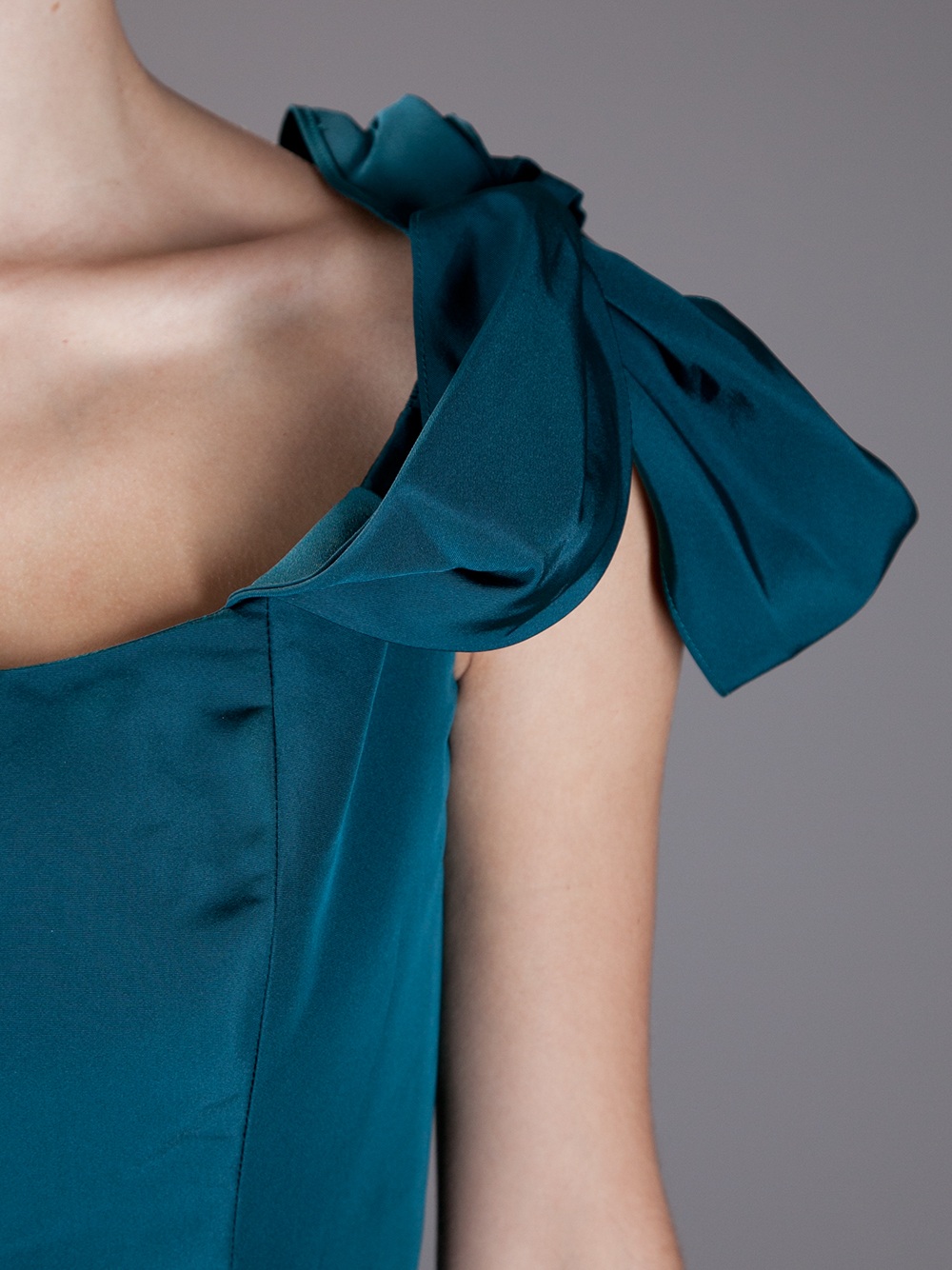 Lyst - Oscar de la renta Silk Dress in Blue